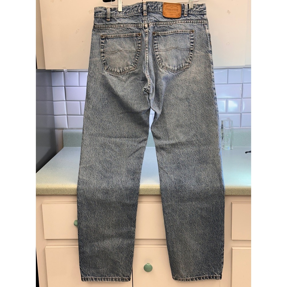 Vintage 1990 Structure Relaxed Taper Mens Jeans 38x34 Measures 36x32 Made in USA - Picture 2 of 10